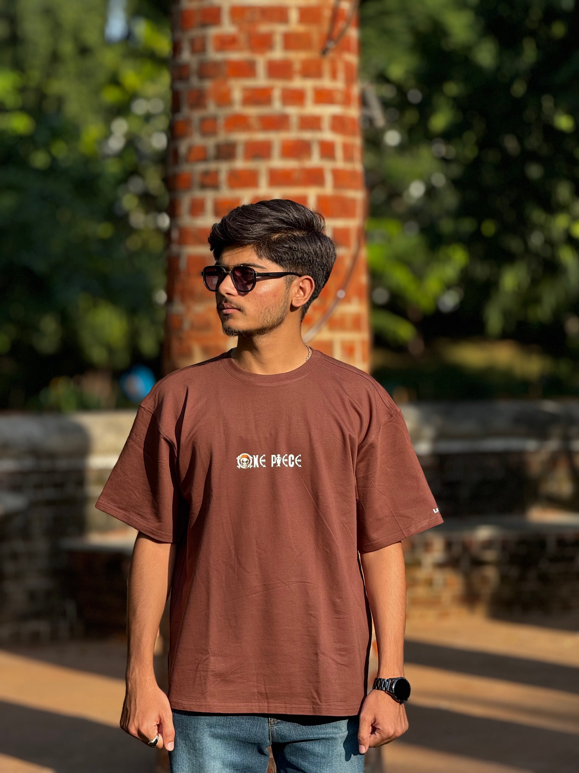 LUFFY ONE-PIECE - Brown OverSized Fit T-Shirt