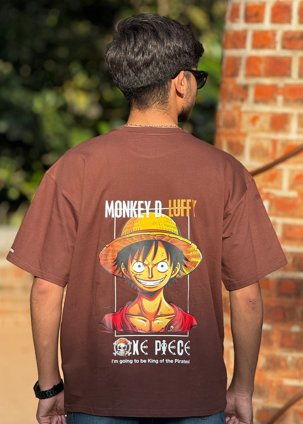 LUFFY ONE-PIECE - Brown OverSized Fit T-Shirt