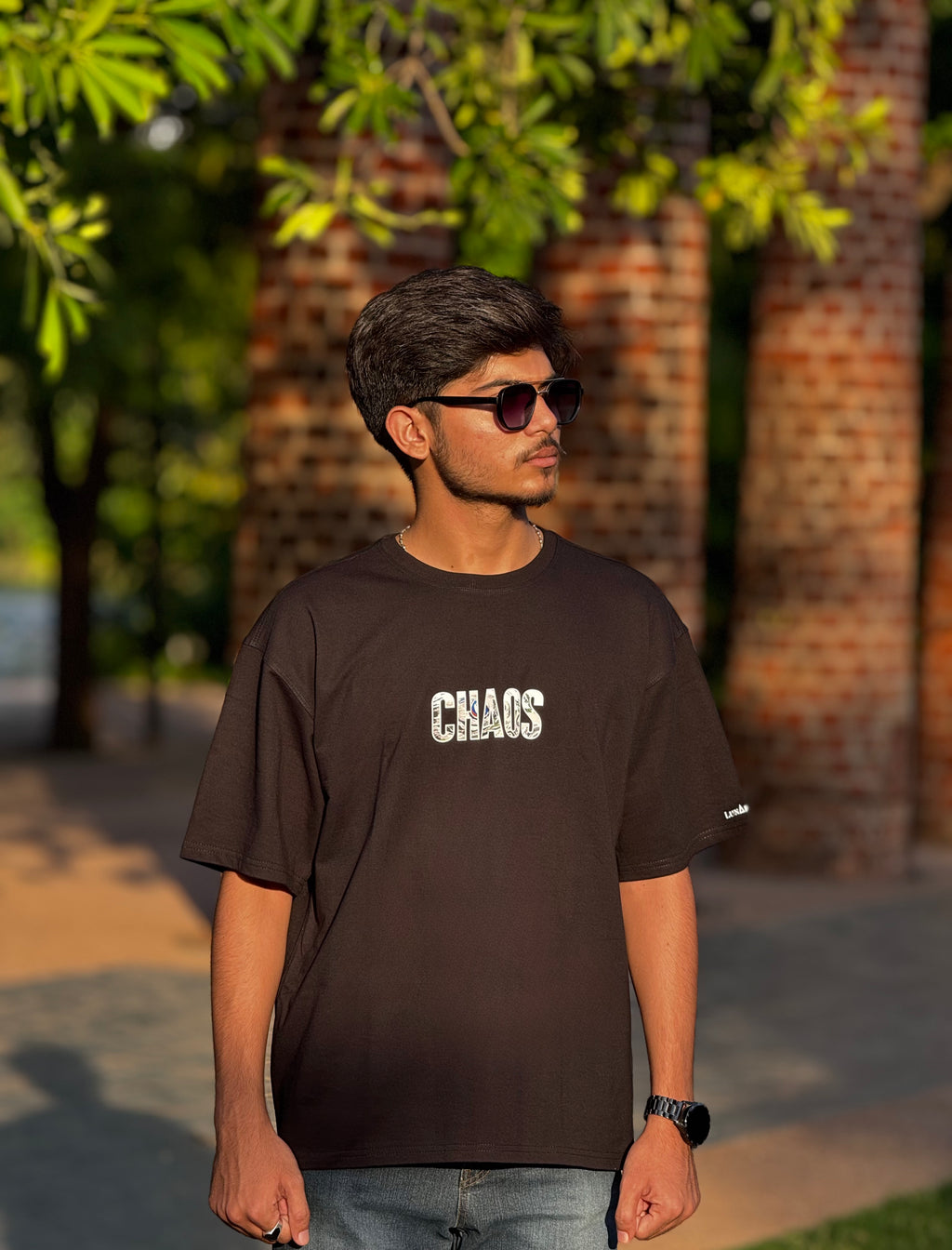 CHAOS-Black OverSized Fit T-Shirt